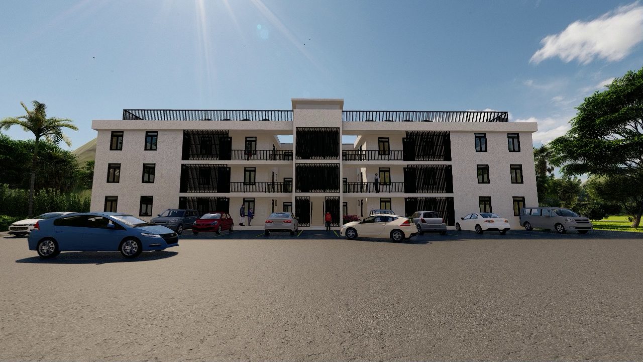 Condo block with resident parking
