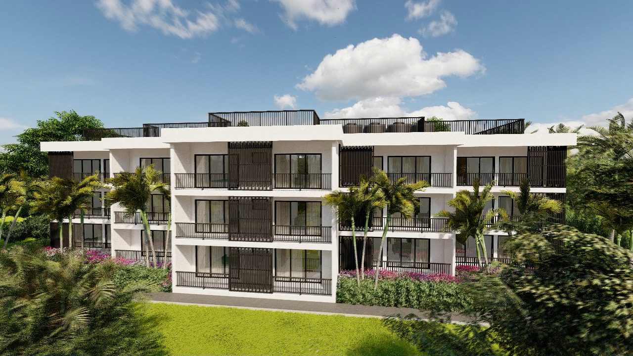 Modern NHC condo development with landscaped grounds