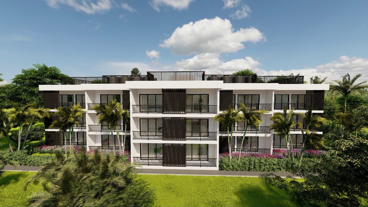 Front elevation of NHC condos with open lawn